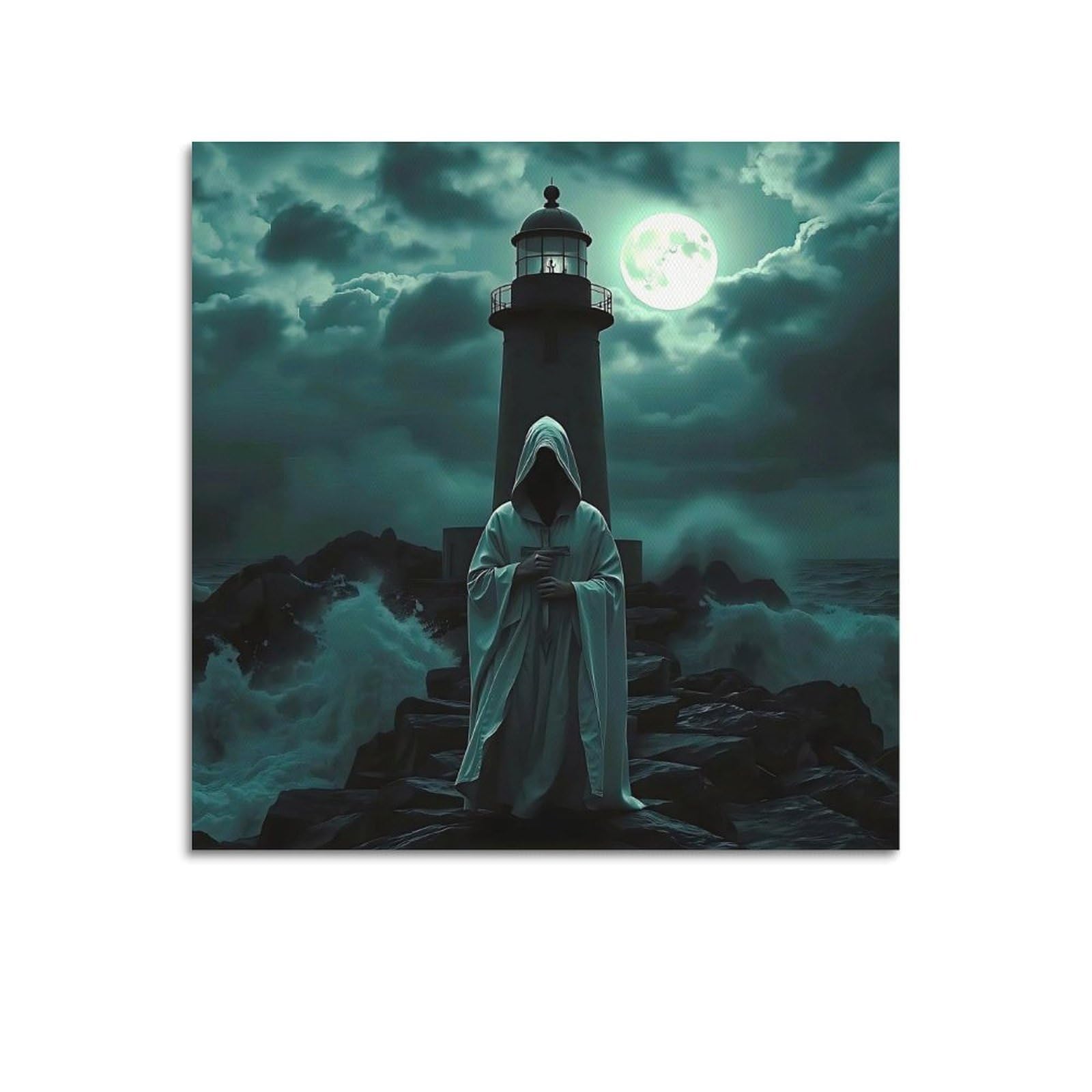 CXHJCA Lighthouse Poster The Beacon of Hope in The Stormy Seas Poster Decorative Painting Canvas Wall Posters And Art Picture Print Modern Family Bedroom Decor Posters 24x24inch(60x60cm)