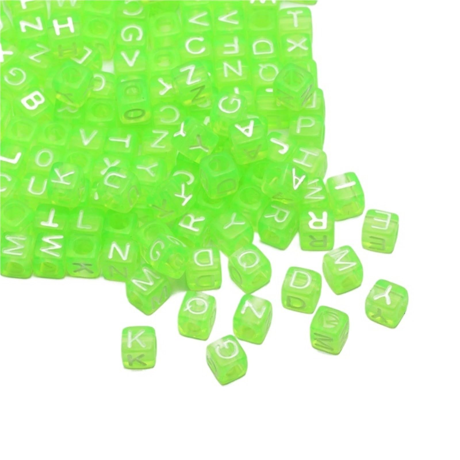 Perles carrées alphabet vert acrylique loisirs créatifs