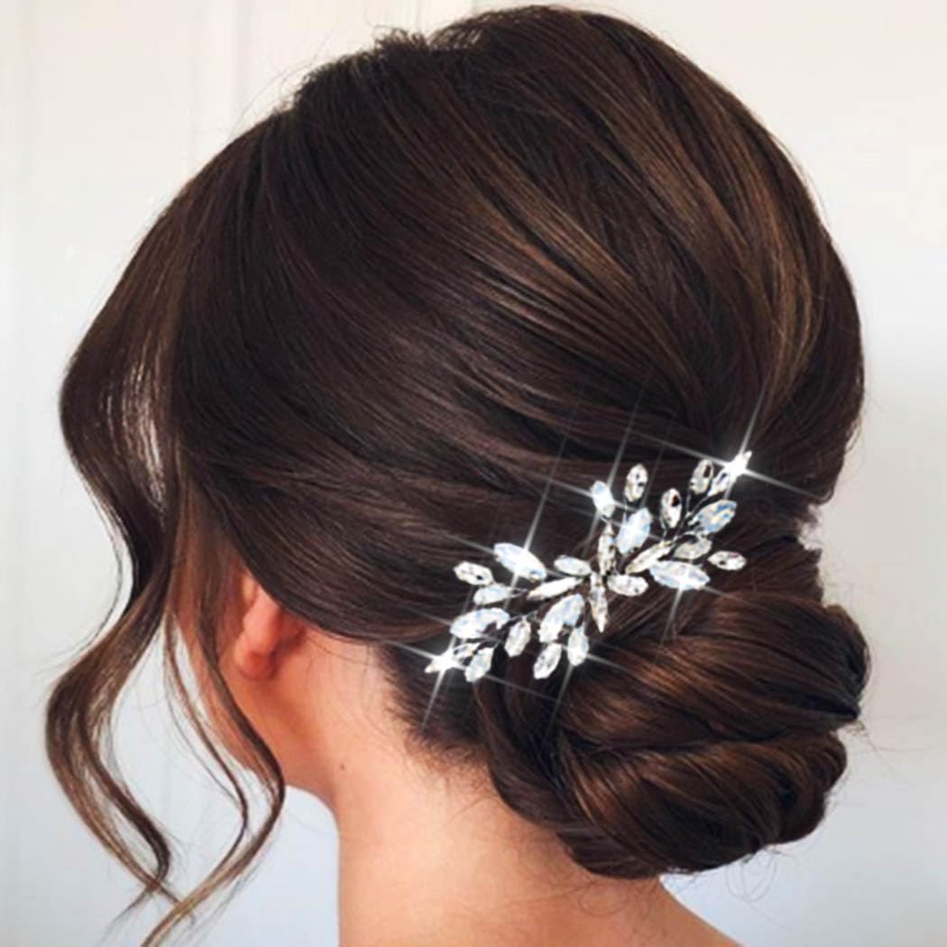 Unicra Silver Bride Wedding Hair Comb Opal Crystal Headpiece Rhinestone Bridal Hair Combs Accessories for Women and Girls - Image 3