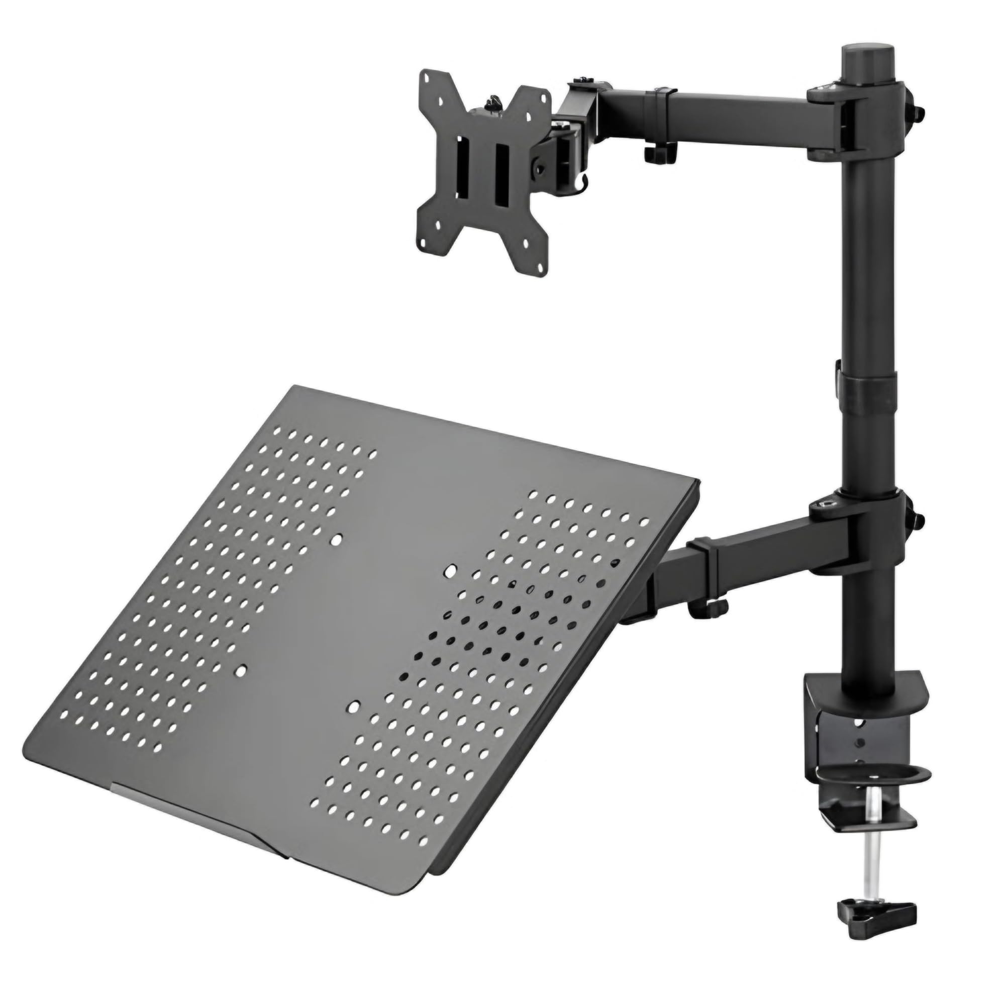 syga monitor stand arm desk mount fully height adjustable bracket with c-clamp & gronment 180 tilt rotation suitable for 13 to 30 inch tv and monitor screen - dual screen stand