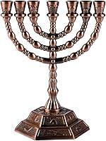 Vista 10 de Holy Land Market Menorá Judía de 7 Ramas - Soporte de Velas de las 12 Tribus de Israel