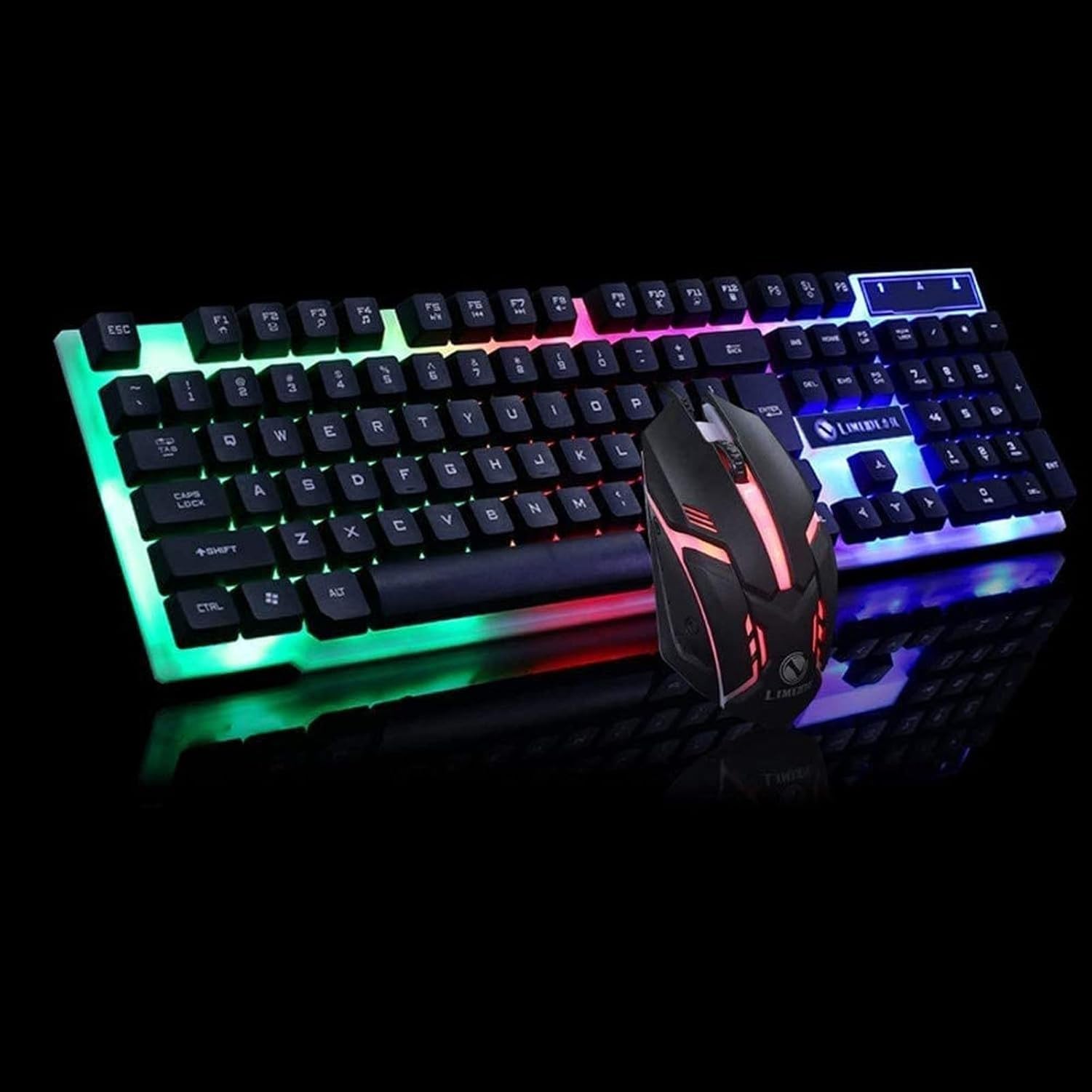 Zestaw Klawiatura Mechaniczna RGB 104 Klawisze Niebieskie Przełączniki Mysz Gamingowa USB Przewodowa Programowalna do Komputera Biurowego Biała(Biały)