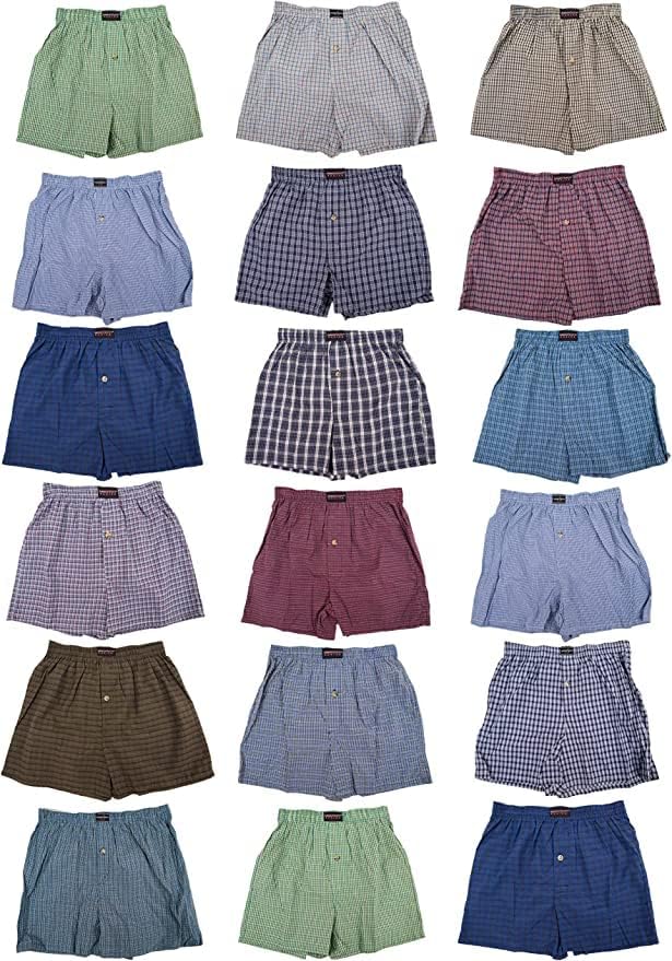 Andrew Scott Men's Cotton Blend Plaid Boxer Underwear Shorts |Big Man| Sizes S to 6XL - Multi Packs2