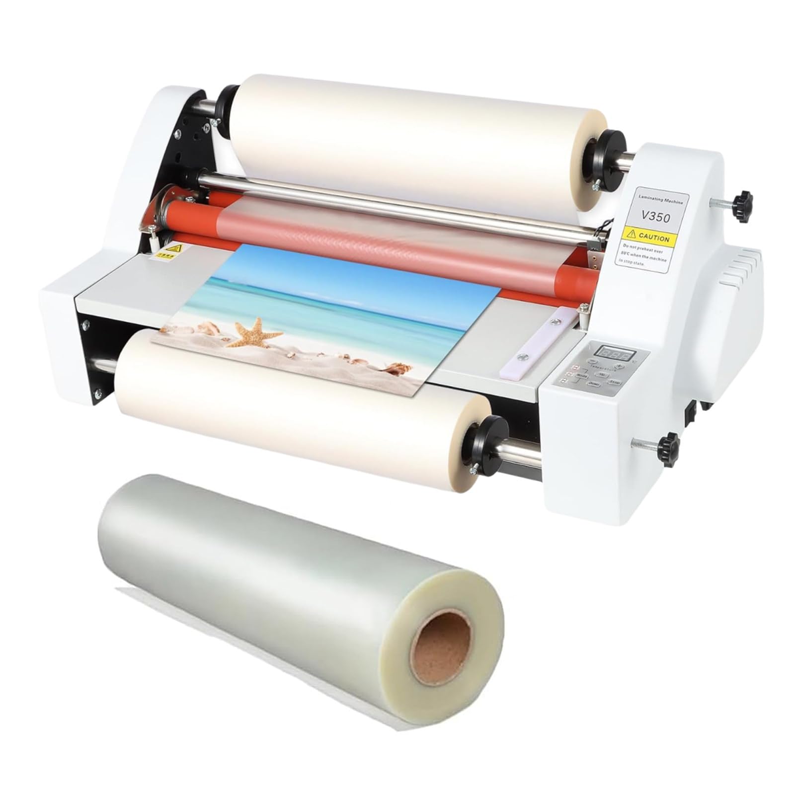 Electronic Hot Cold Single Dual Side Laminating Machine, Cold Hot Roll Laminator, Single Dual Sided Laminator, 0.1 To 5 mm Thickness, 1 Inch / 2.5 cm Membrane Core, School Office Commercial Use V350