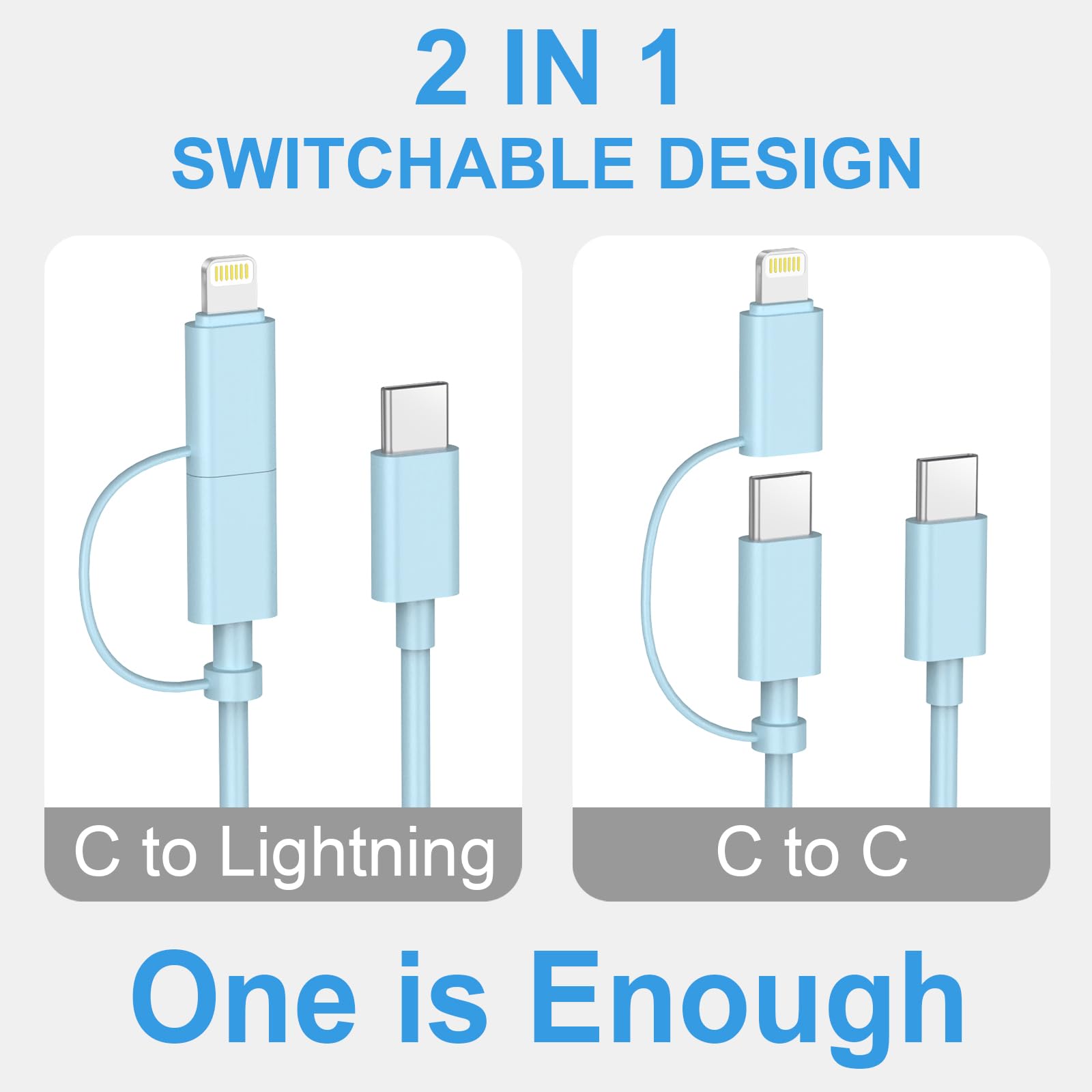 Paquete de 3 cargadores USB C de carga rápida de 6 pies y cable USB C tipo C cargadores (azul)
