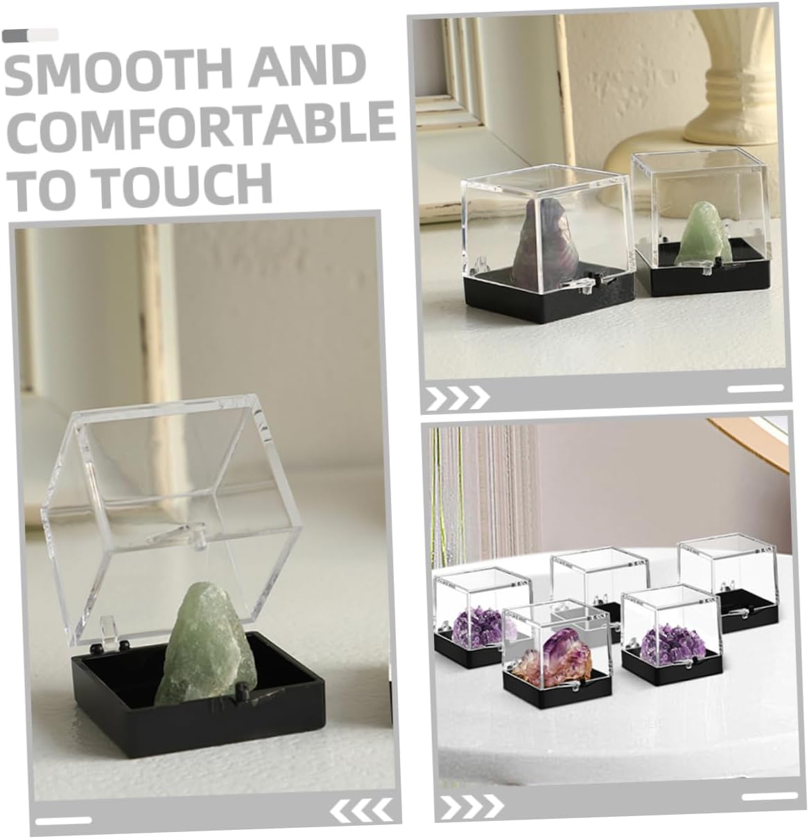 Ciieeo 3pcs Specimen Display Boxes Mineral Sample Case Reusable Storage Container for Collectibles Desktop Organizers for Crystals and Prehistoric Remains