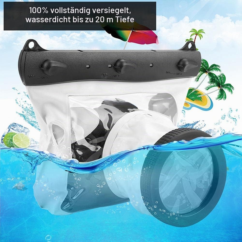 Unterwasserkameragehäuse, Wasserdichtes DSLR-Gehäuse bis zu 20M zum Tauchen und Schnorcheln, Universell Passend für die Meisten DSLR-Kameras (Weiß)