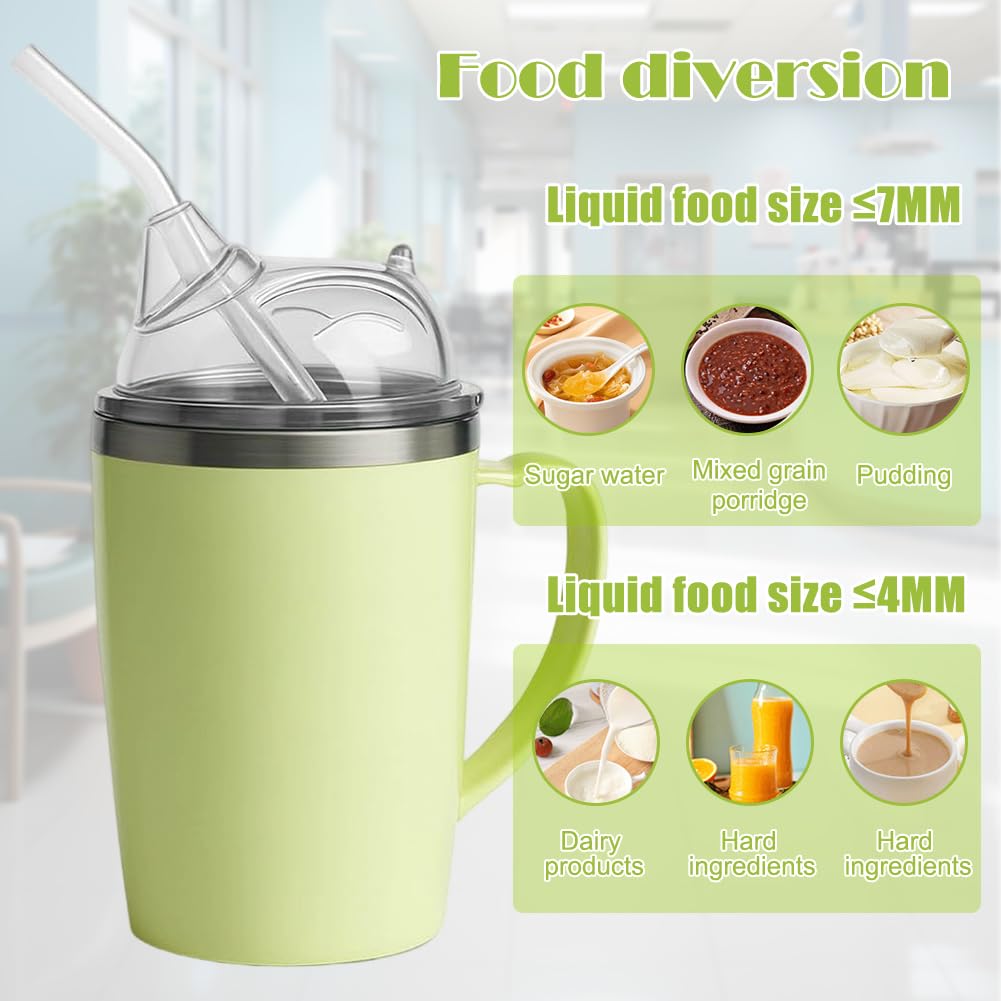 Kubek z dzióbkiem 3 w 1, dla seniorów, 350 ml, z uchwytem i słomką 30 cm, dla dorosłych z niepełnosprawnością, kobiet w ciąży i osób starszych