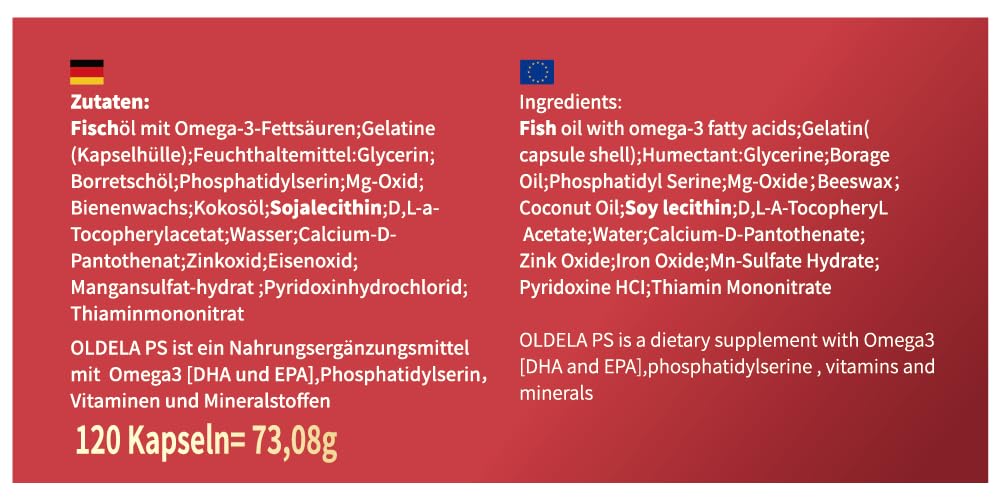 PS|Gedächtnis + Konzentration|FOKUS|DHA|Phosphatidylserin|in Deutschland produziert|phosphatidylserine|omega 3|Vitamin B1 B6 GLA Magnesium Zink&Mangan|120 Kapseln
