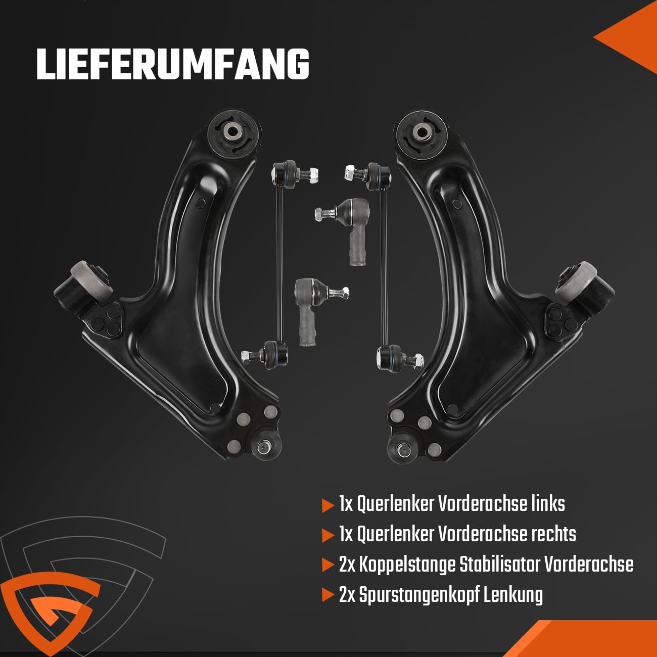 2x Querlenker mit Koppelstange + Spurstangenkopf Vorderachse Links Rechts Kompatibel mit Opel Combo, Corsa C X01, Tigra Twintop X04