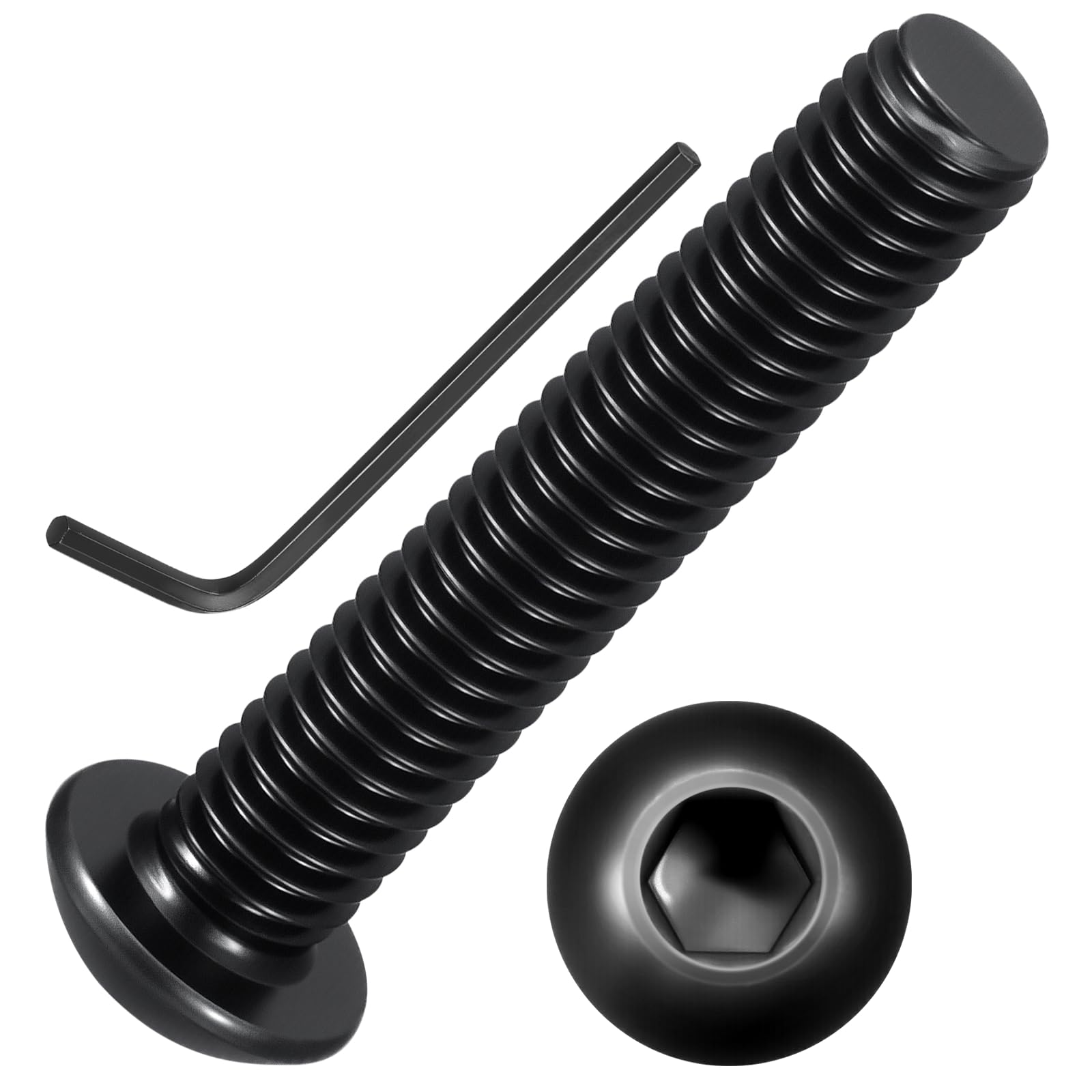 Kozelo 50pcs Button Head Socket Cap Screws - [M5-0.8x25mm] Zinc-Nickel Coated Good for Automotive, Marine & Outdoor Use Road Bicycle, Mountain Bike, Motorcycle - Alloy Steel - Black