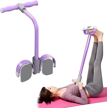 Abdominal Trainer, Sit-Up Training Equipment, 6 Tubes Fitness Elastic Pull Rope, Tension Rope Pull Up Pilate Foot Pedal Resistance Band Workout Tool Ab Shaper