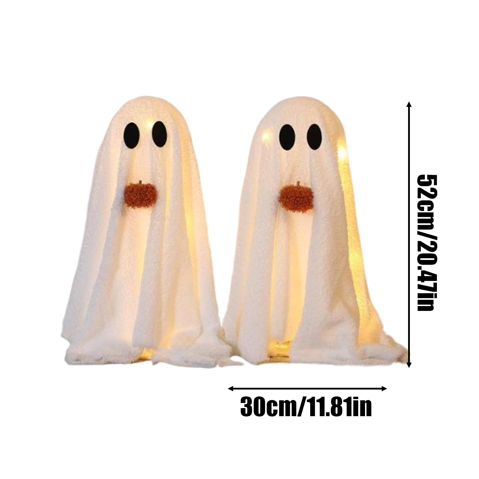 Dekoracje na Halloween, 2 sztuki, podświetlany duch, dekoracja imprezowa, do użytku wewnątrz i na zewnątrz, artykuły halloweenowe do ogrodu, podwórka, kuchni, półki na książki, kominka, trawnika