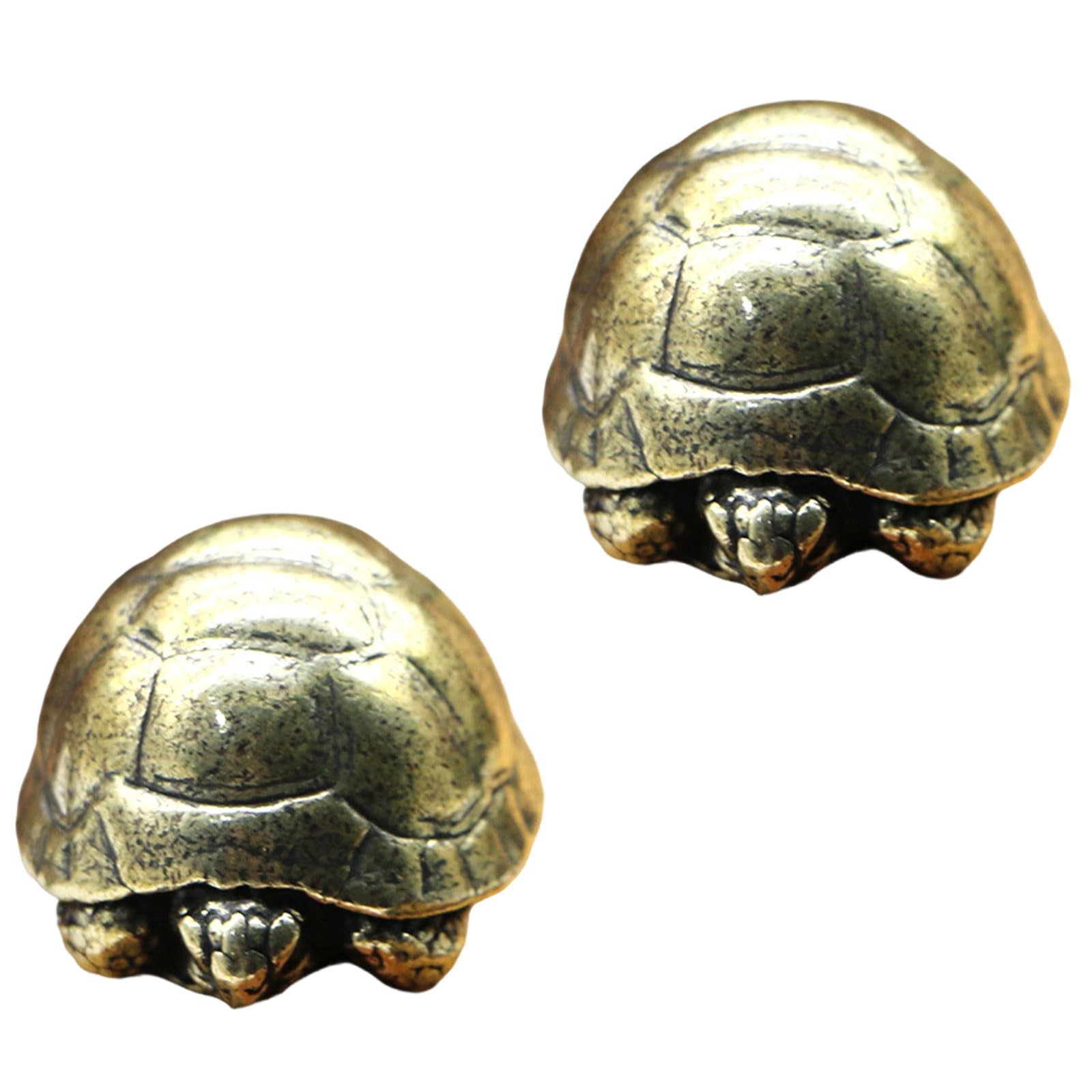 EXQIOUR 2Piece Brass Tortoise Figurines Miniature Turtles Statue Collectible Home Decors Fengshui Fortunes Decorative Ornaments Miniature Turtles Sculpture