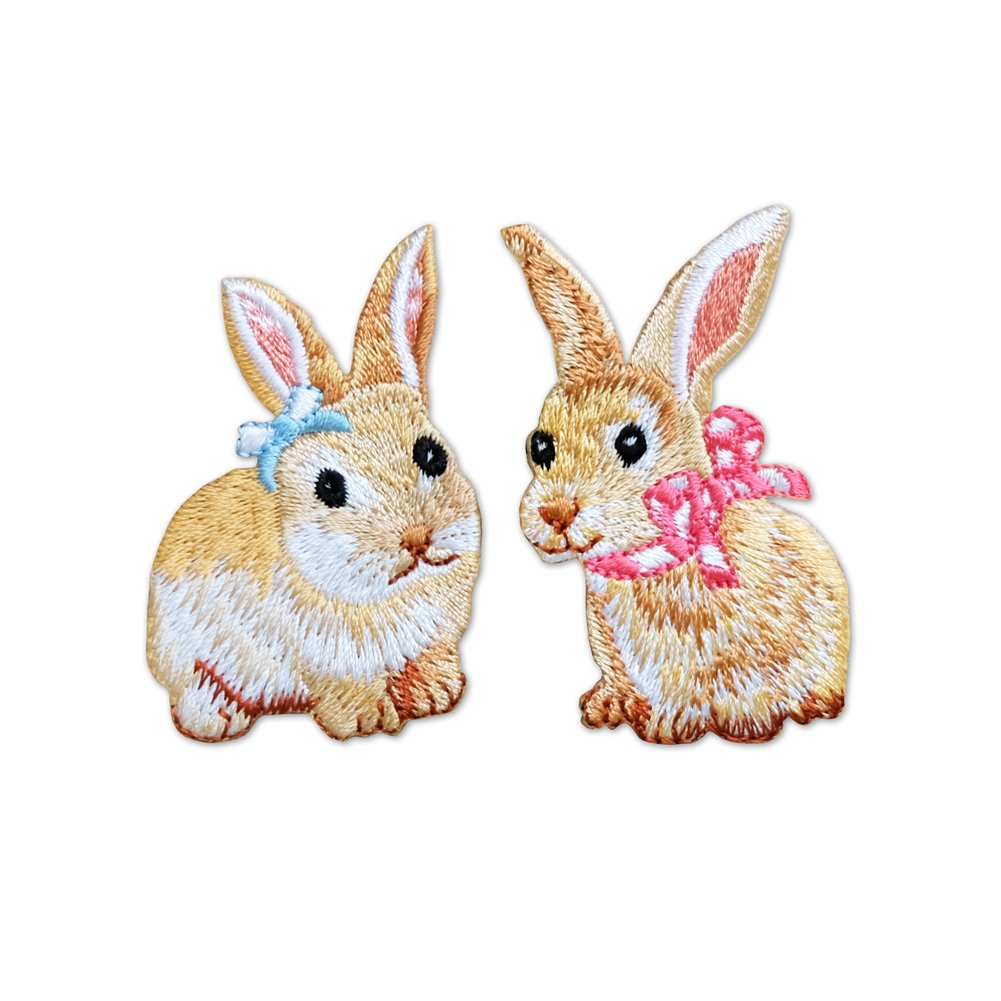 XUNHUI Cute Patches Iron on for Clothing Decoration Repair Decals Sewing On Motif Rabbit Patches Embroidery Patches 1 Pair