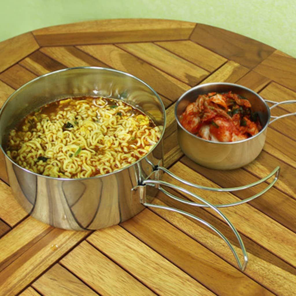 4Pcs Camping Cookware with 12.5/14.4 / 15cm Diameter Cooking Pot 13cm Diameter Lid Outdoor Hiking Picnic Cookware Camping Cooking Pot Pans with Lid