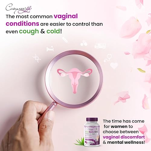 Miniatura 4 de Supositorios de ácido bórico para mujeres + aloe vera - 60 cápsulas, 650 mg cada uno  Salud vaginal, olor y alivio de la sequedad para mujeres.