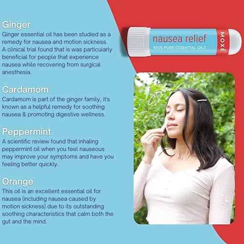 Miniatura 4 de MOXE Palitos inhaladores nasales para náuseas, mezcla de aceites esenciales totalmente naturales, jengibre, cardamomo, menta, naranja dulce,