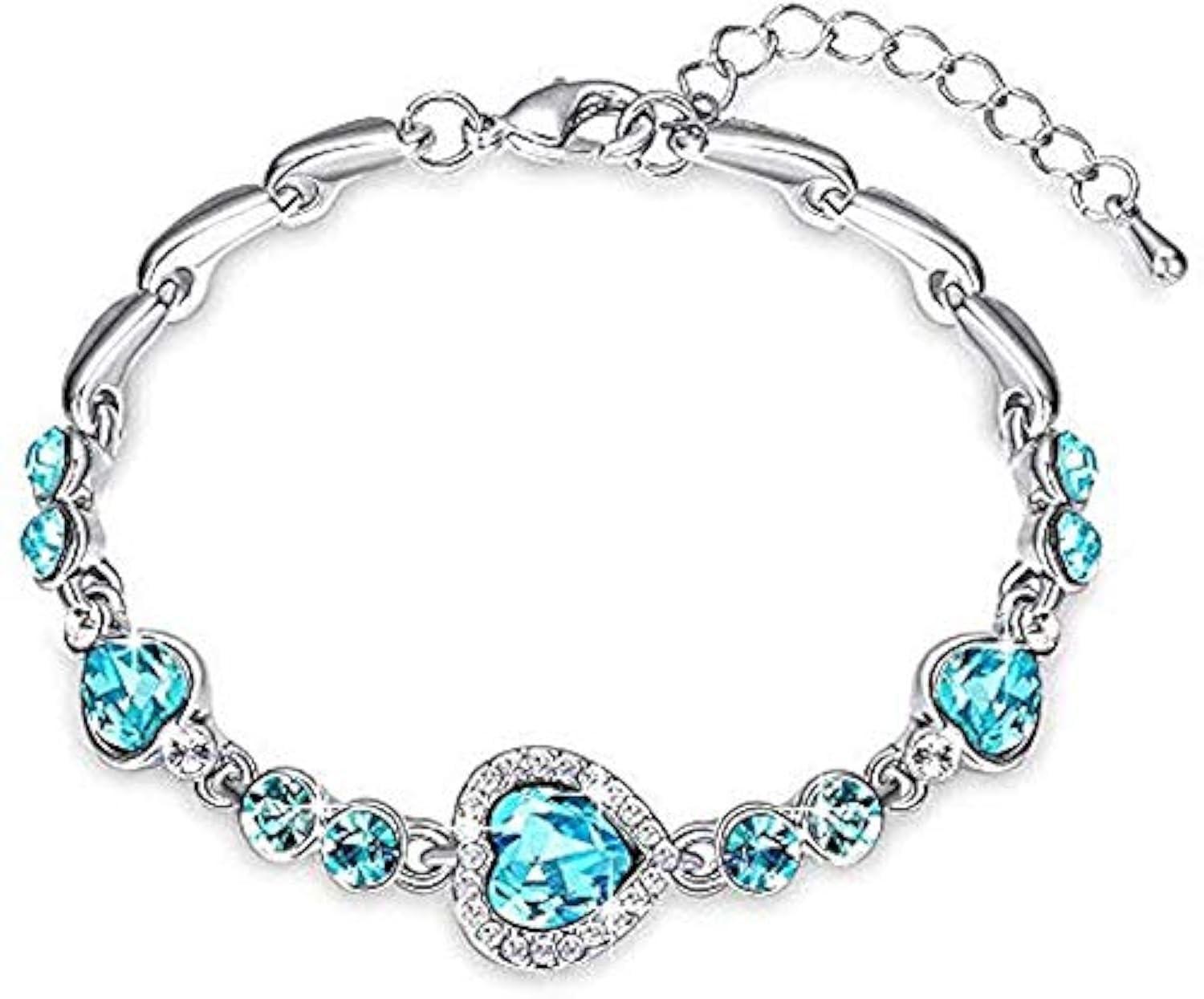Shining Diva Fashion Romantic Gift of True Love Titanic Heart Austrian Crystal Bracelet for Women and Girls (Light Blue) (10866b) (B08D6RM1NN) Amazon Price History, Amazon Price Tracker