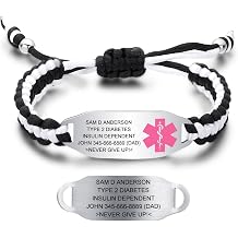 Medical Alert Bracelets for Women Personalized | Medical Alert ID Bracelets | Tow-Tone Polyester Rope Handmade Braided Emergency Bracelet, Adjustable 6.5-8.5 inches