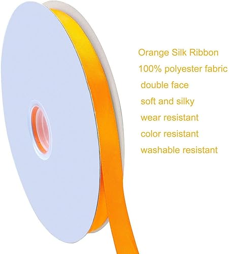 Miniatura 3 de Cinta de satén de 12 pulgada de 100 yardas, cinta de tela de doble cara, rollo para envolver regalos y lazos para el pelo (naranja)
