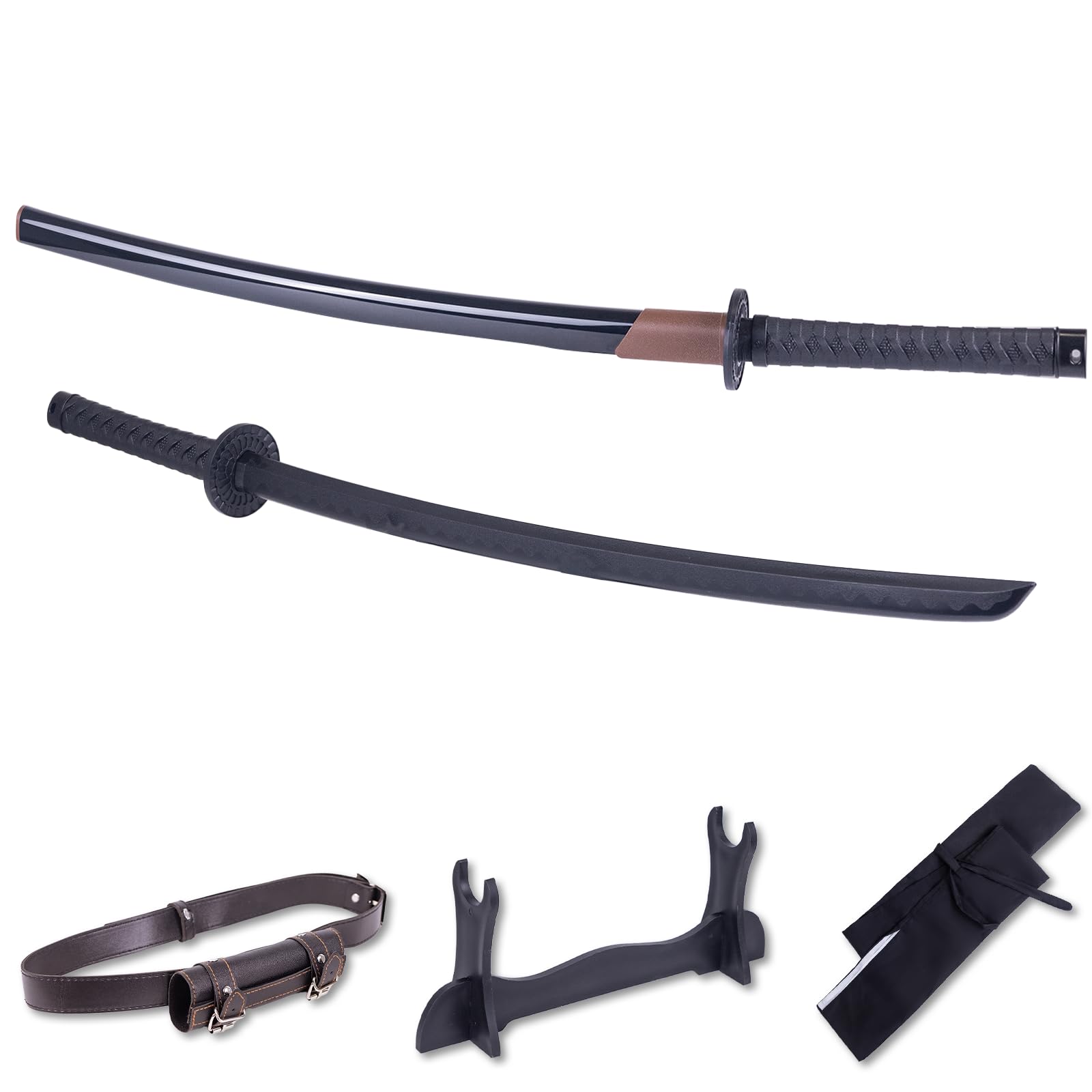 Polypropylene Katana Sword Set- Japanese Training Samurai Sword, Blunt Longsword, Martial Arts Practice Katana, Cosplay Sword, Safe, Easy, Fun, Durable