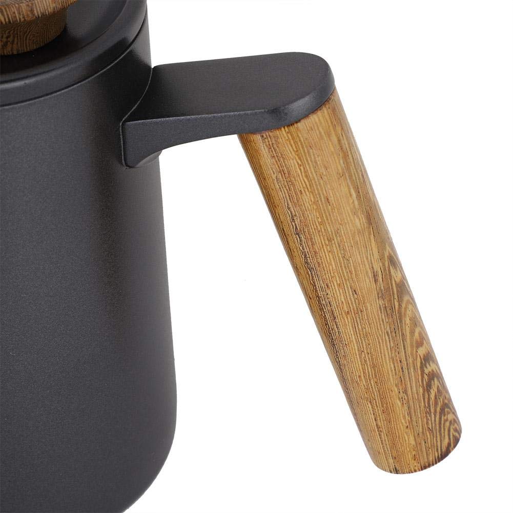 Fdit Caldera Larga del Canalón del Cuello de Cisne del Pote del Café del Goteo de la Manija del Acero Inoxidable de la Moda 600ml[Negro ]