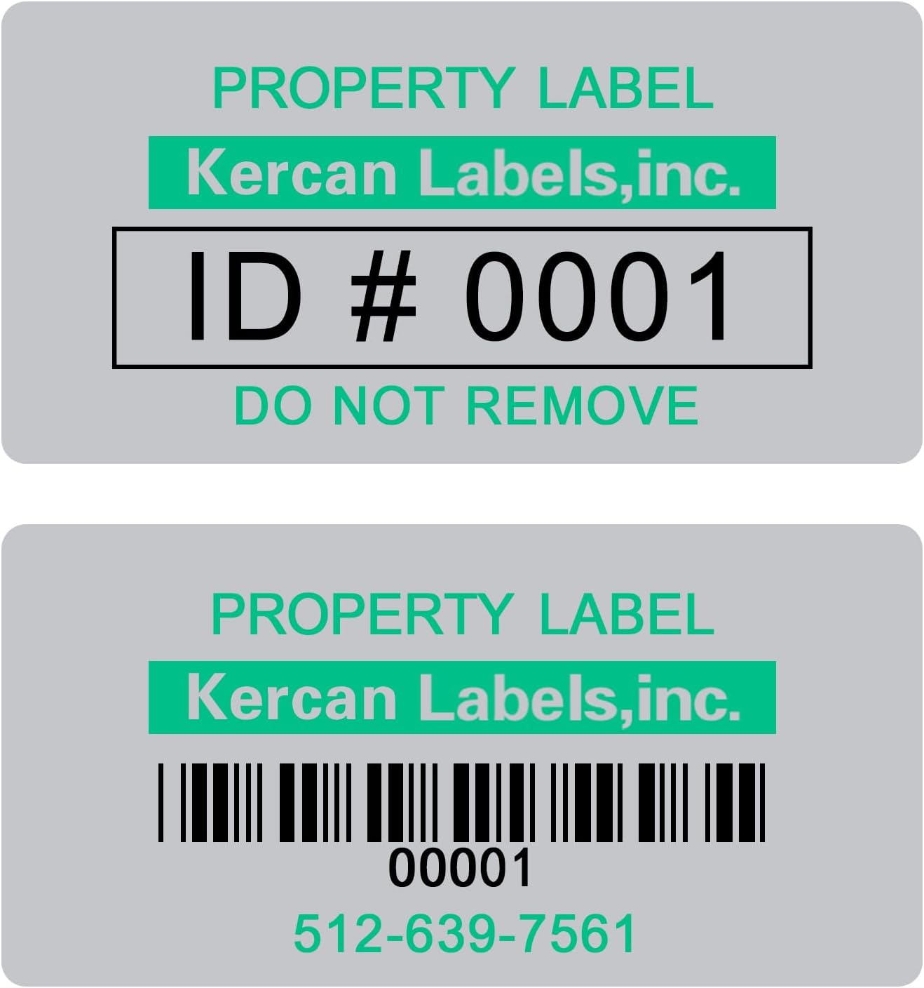 Kercan Custom Asset Tags Customized Barcode Labels Personalized Asset Tags Custom Stickers-1.57" x 0.79" - 320-6400 Labels (Green, 320)