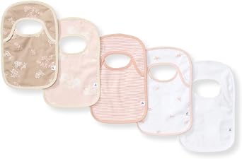 Burts Bees Baby Unisex Baby Bibs, Lap-Shoulder Drool Cloths, 100% Organic Cotton with Absorbent Terry Towel Backing Bibs