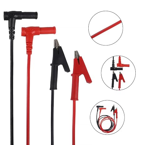 DIANN 2pcs Multimeter Test Leads Banana Plug Right Angle to Alligator Clips Soft Test Cable Wires for Electrical Testing 3.3ft / 1m