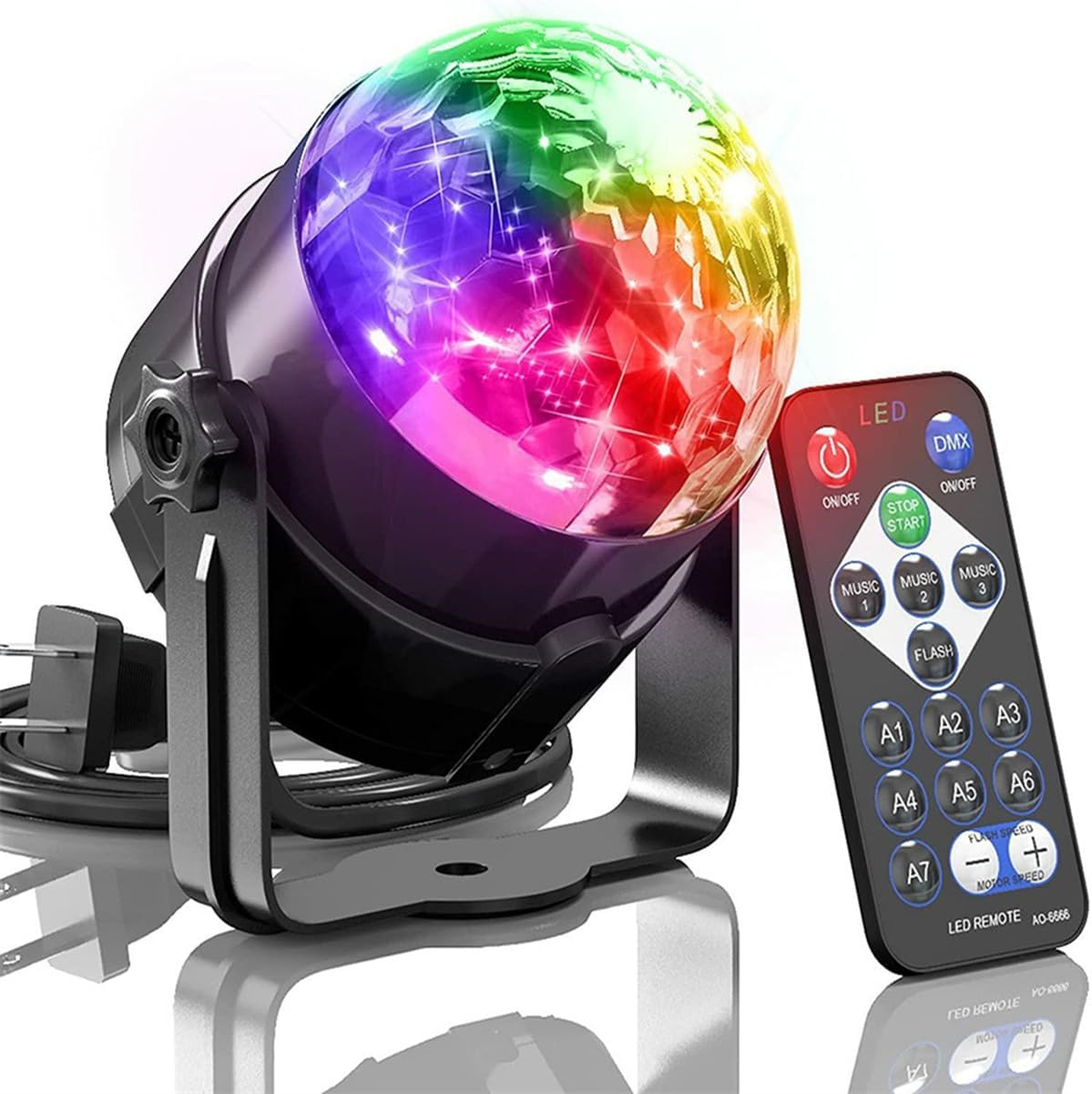 Disco Ball Lights, Sound-Activated Led Strobe Lights with 7 Lighting Modes Perfect for Wedding Xmas Celebration Home Party