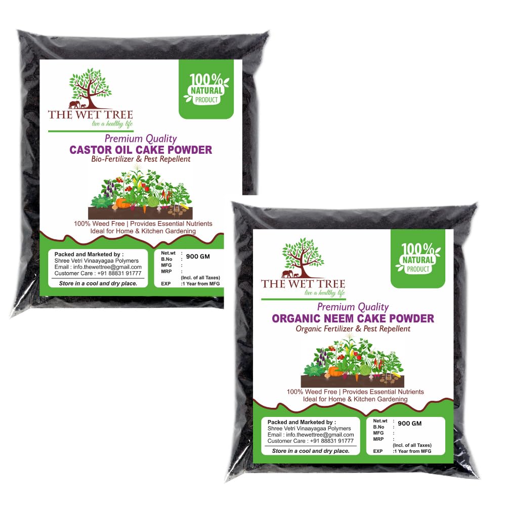 THE WET TREE Neem Cake Powder 900GM & Castor Oil Cake Powder 900GM Combo | Organic Fertilizer Manure for Plants | Khali-picture-14
