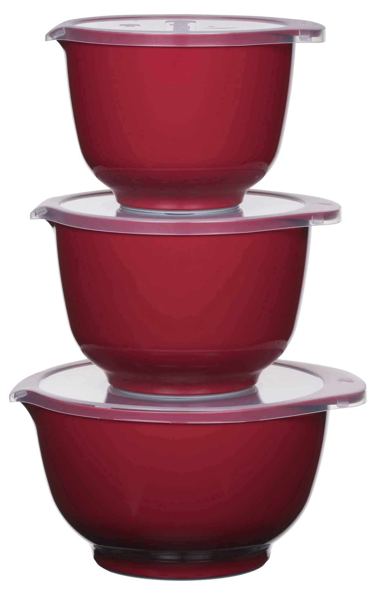 YXCYXG Rosti - Set Margrethe Rührschüssel (1,5l, 2,0l und 3,0l mit passendem Deckel) (Luna red)