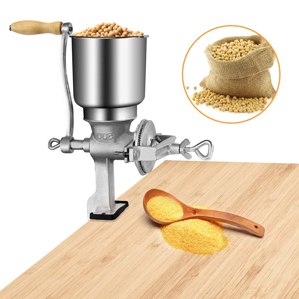 Greensen Molinillo de Grano Manual, Molino de Maíz con Abrazadera Ajustable, Acero Inoxidable, para Café, Trigo, Nueces, Hierbas