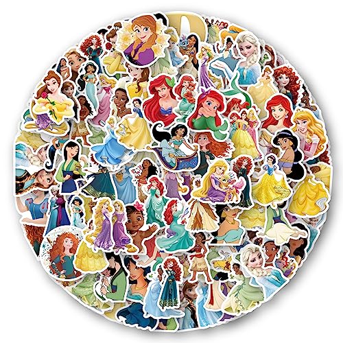 120pcs Princess Stickers for Kids Vinyl Waterproof Princess Decal for Water Bottle Laptop Toy Sticker for DIY Decorate Bumper Phone Hard Hat Teens Gifts