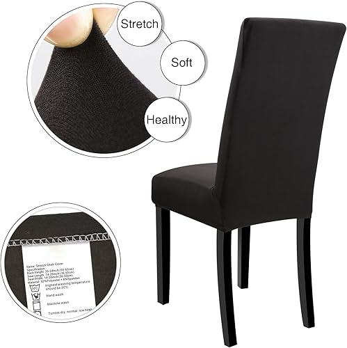 Vista 83 de YISUN Fundas para sillas de comedor, fundas elásticas de elastano para asiento de silla, extraíbles y lavables, fundas protectoras para sillas