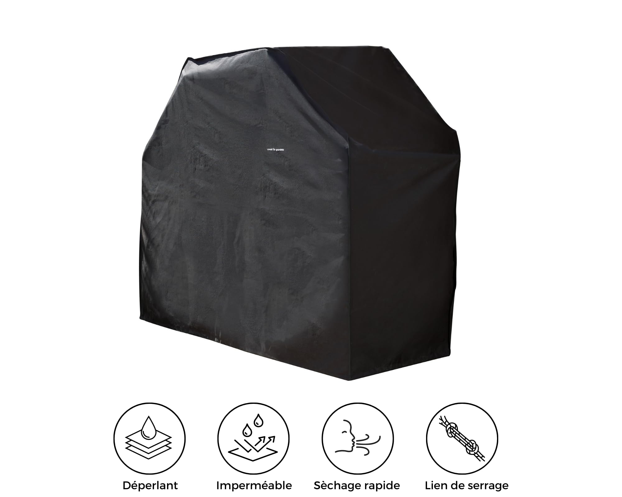 Cook'in Garden - Funda de protección para Barbacoa Americana de 3 quemadores Universal, 43 × 34 × 2 cm, Impermeable y Repelente al Agua, Resistente a los UV, Compatible con Todas Las Marcas