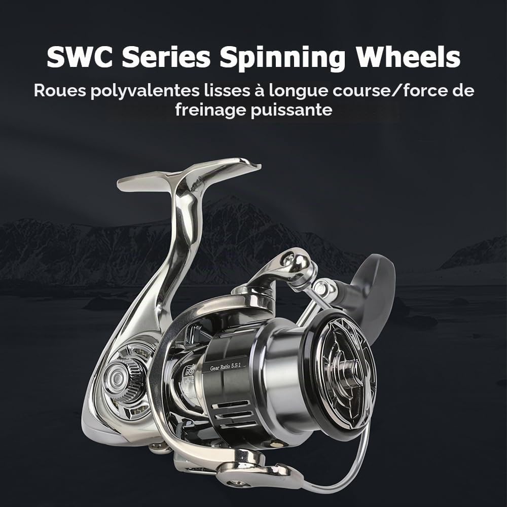Moulinet de Pêche en Mer, Fishing Reel à Tambour Fixe, Moulinet Lisse Ultra Puissant 12/14KG en Aluminium avec Son d'alarme de 50 DB pour Pêche en Eau Salée et Eau Douce