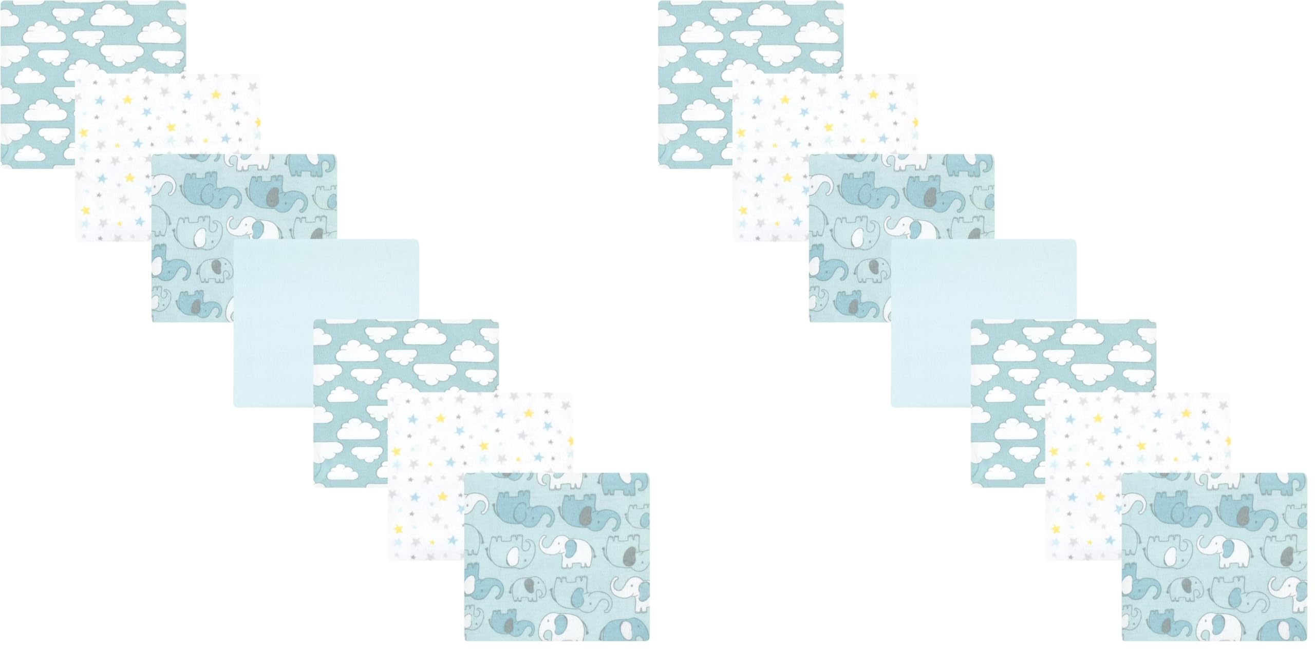 Hudson Baby Unisex Baby Cotton Flannel Receiving Blankets Bundle, Boy New Elephant, One Size (Pack of 2)