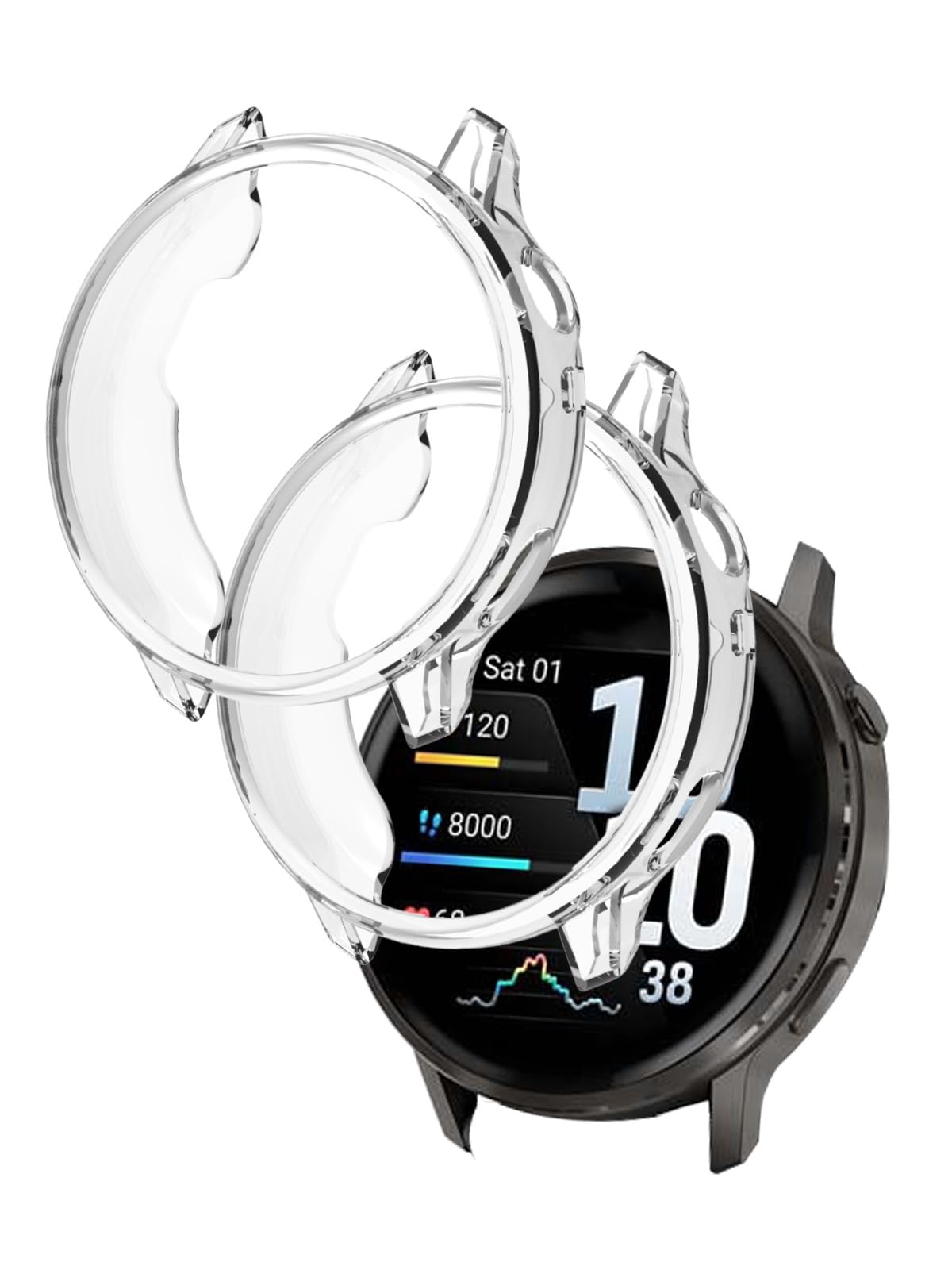 Photo 1 of [2 Pack] Case for Garmin Venu4 41MM Smartwatch,a Hollow-Out Design,Shockproof,BOVUGAC Semi-Around TPU Protective Case Cover for Garmin Venu 4 41MM Smart Watch Accessories-Clear Blue