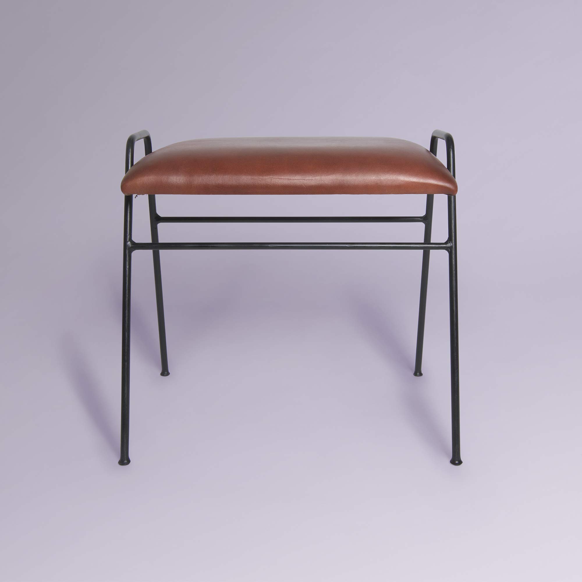 Best Home Fashion Genuine Leather Iron Frame Stool Table