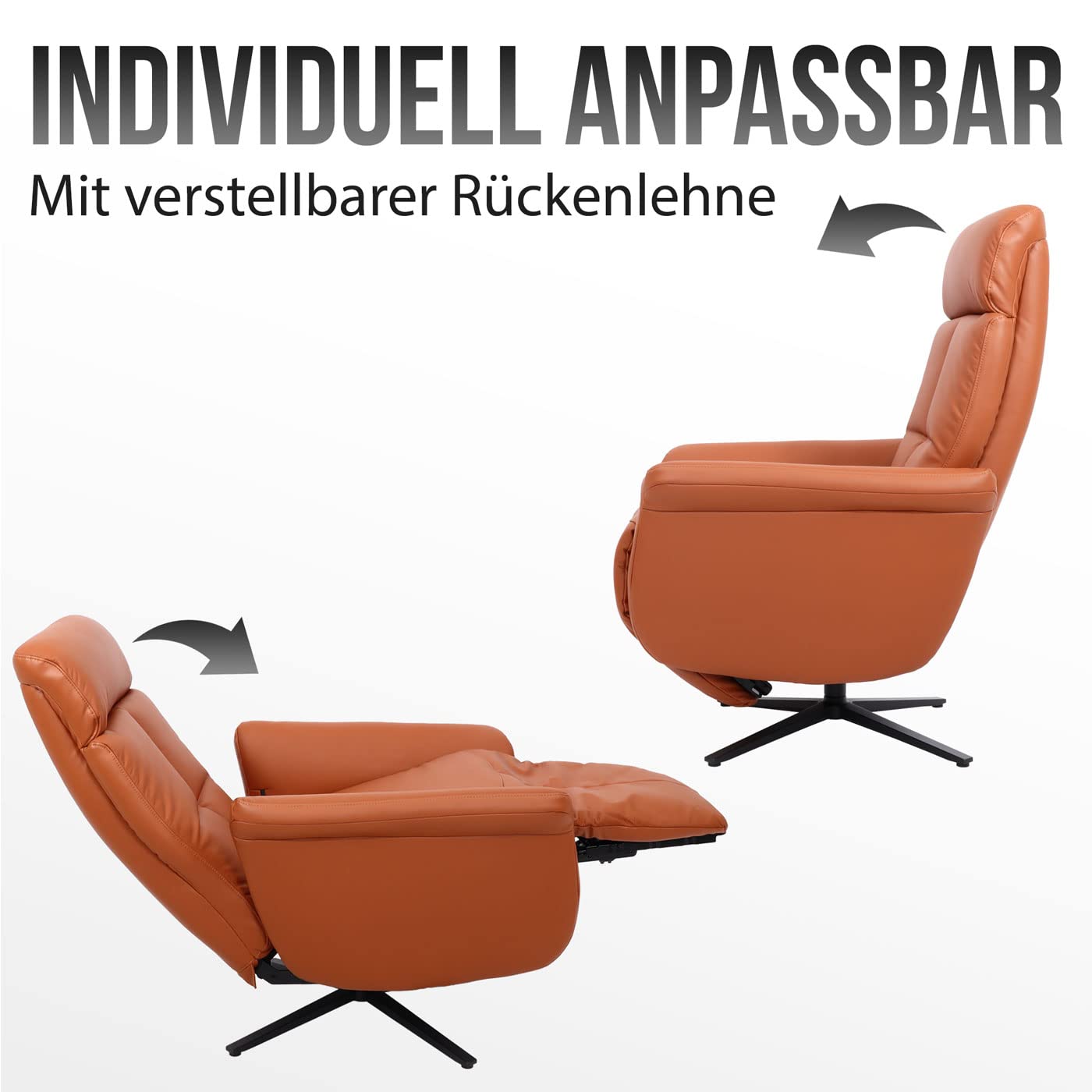 Mendler Sillón relax HWC-L10 de cuero - azul | Sillón reclinable para TV, reclinable