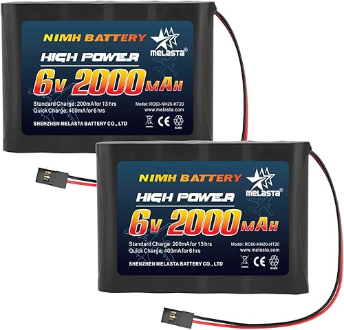 melasta Batería receptora RC 6V 2000mAh recargable NiMH Receptor RX Paquete de baterías compatibles con Futaba RC Airplane Servo Controller Hitec