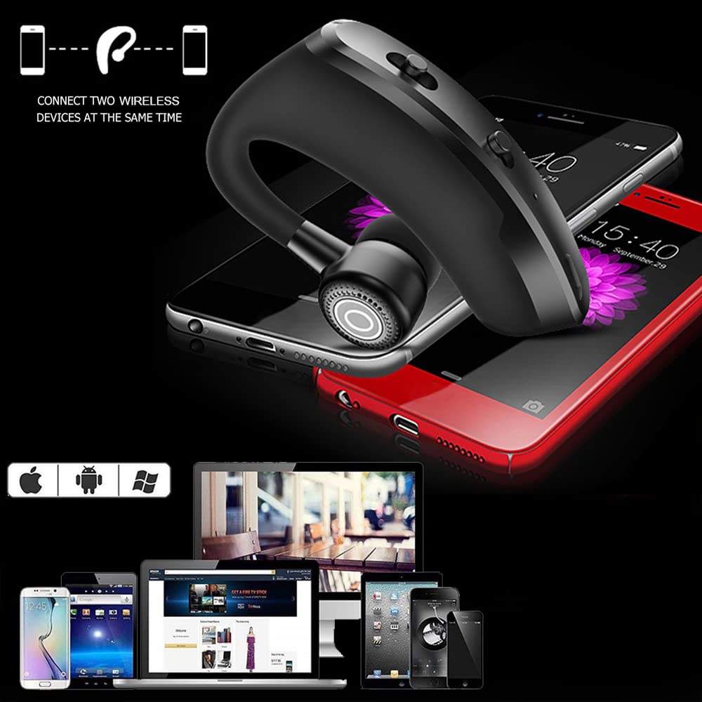 Auricolare Bluetooth Wireless 2022, Mono con Microfono HD CVC8.0, Riduzione del Rumore, 25 Ore di Conversazione, IPX7 Impermeabile, Nero