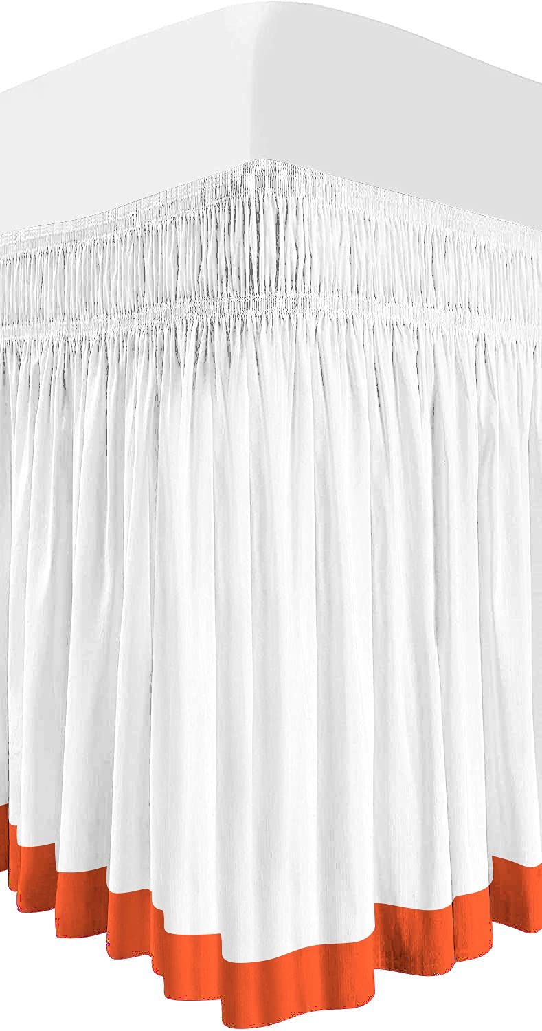 Tow Tone Wrap Around Dorm Room Bed Skirt with Three Side Coverage in Split Corner 1000 Thread Count