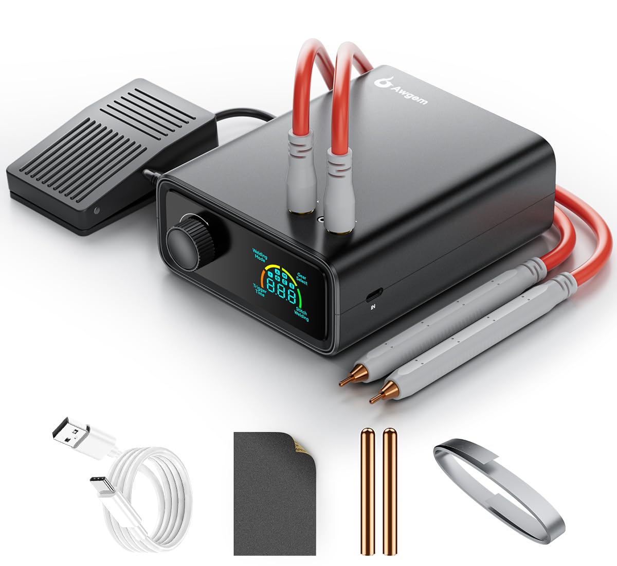 11000W Punktschweißgerät für Akkus, Akku Schweißgerät für 0,1–0,3 mm, 100 Leistungsstufen mit Drehregler, Auto-/Fußpedal-Modus, Dual Pulse