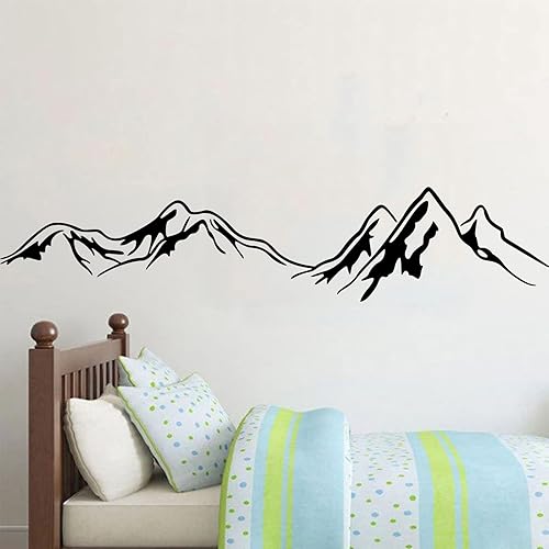 Miniatura 5 de Calcomanías de pared de montañas grandes, paisajes familiares, calcomanías de pared hermoso arte mural decorativo para sala de estar, dormitorio,