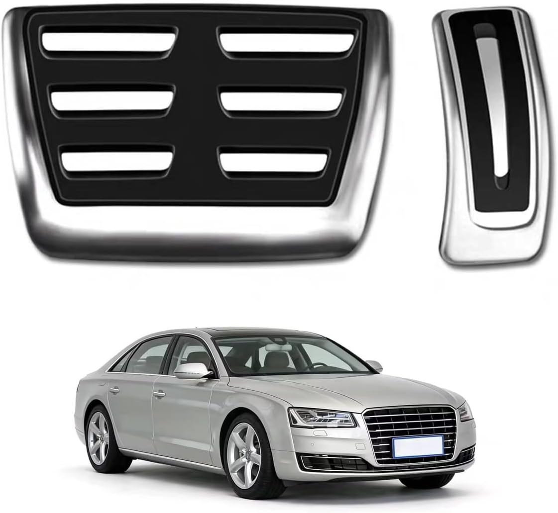 Car Pedal Covers for Audi A8 2008 2009 2010 2011 2012 2013 2014 2015 2016 2017, Auto Aluminum Gas Pedal Covers Accessories Replacement, Non-Slip Accelerator Brake Foot Rest Pedals(Set of 2)