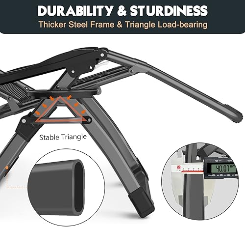 Miniatura 5 de MOPHOTO Silla Zero Gravity, silla de descanso acolchada para exteriores con mesa auxiliar, silla reclinable de gravedad cero, silla reclinable para