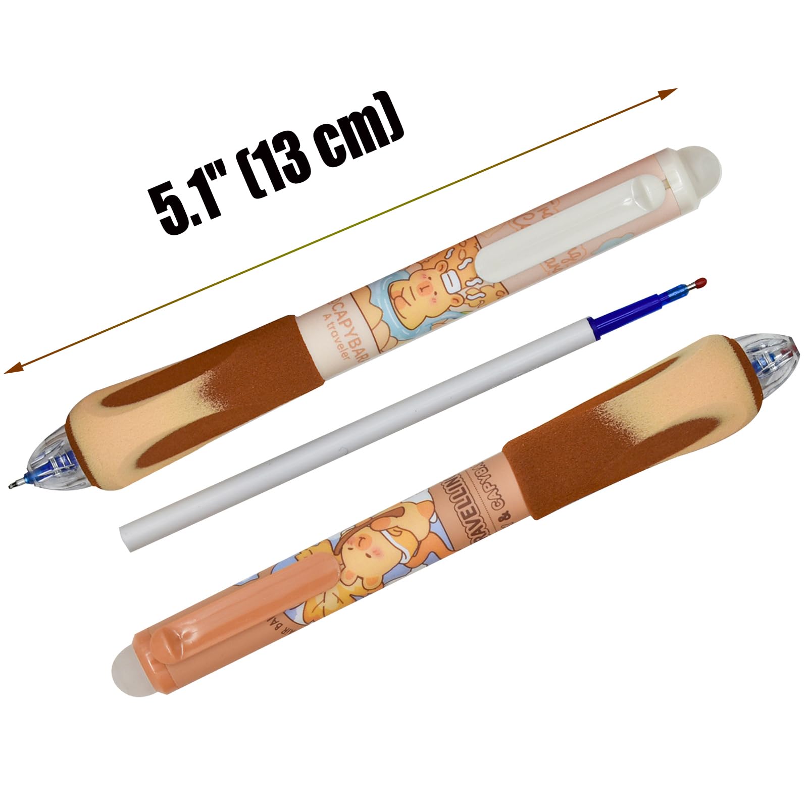 12 bolígrafos ergonómicos de gel borrables de agarre suave, tinta azul, cómoda herramienta de escritura para la escuela, la oficina y el uso diario